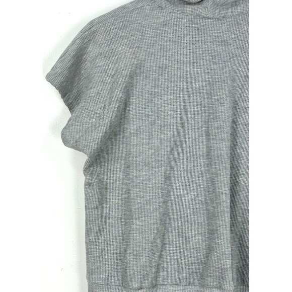 Doe & Rae Womens Size L Gray Open Wrap Top Cap Sleeves Jersey Comfort Shawl Neck - Picture 8 of 12